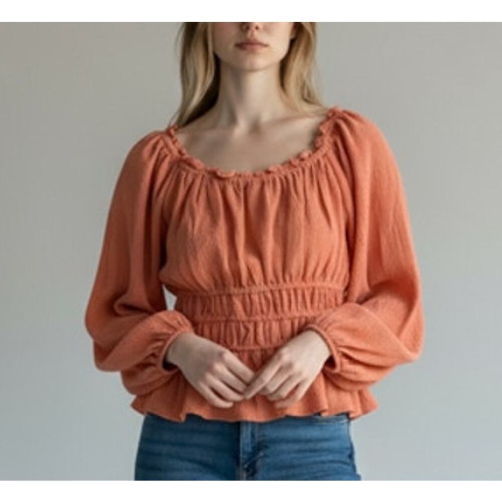 Easel NWT Coral Gauze Textured Boho Top Medium - Picture 1 of 9